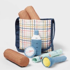 NWT  adventure play set Pillowfort toy faux wood logs torch map camping